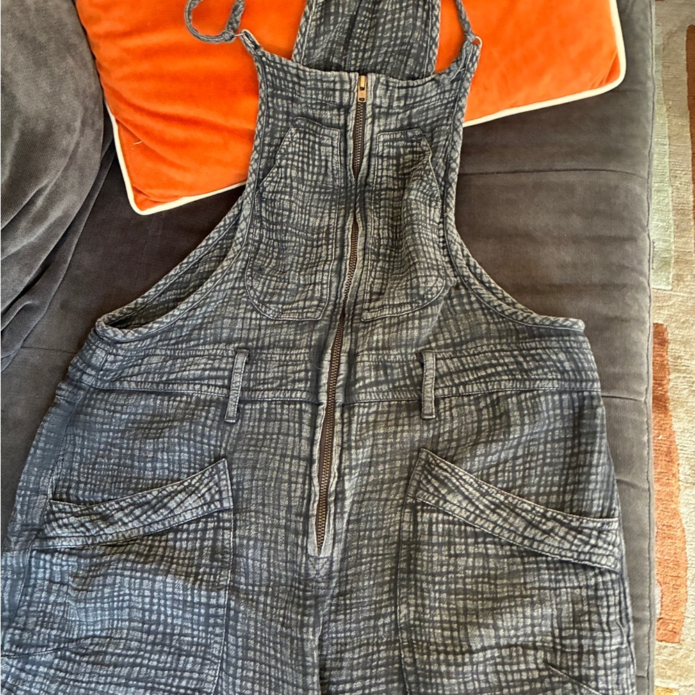 Pilcro by Anthropologie black/dark gray, gauze “Painter’s” overalls.